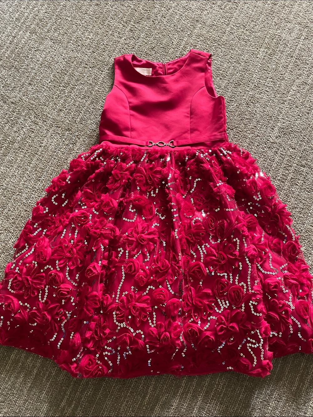 American Princess Hot Pink Sequin Floral Party Dress